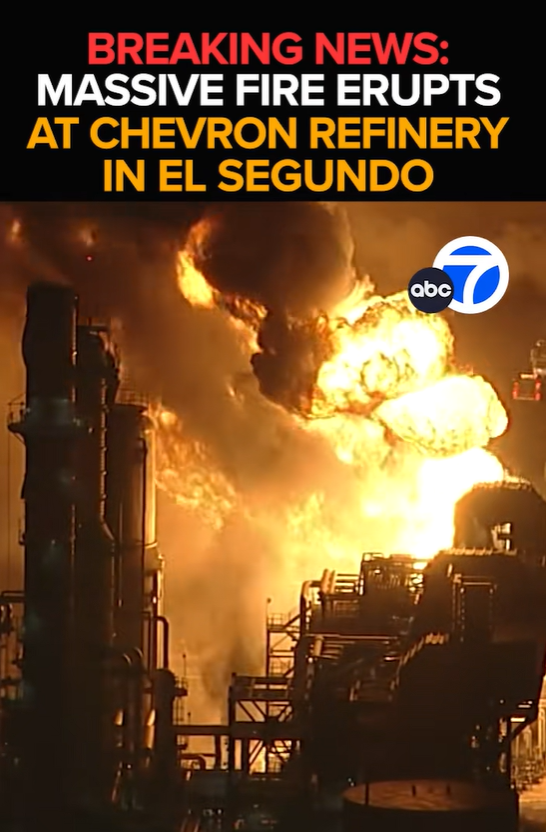 BREAKING: SKY TURNS ORANGE AS MASSIVE FIRE AND EXPLOSION ROCK CHEVRON REFINERY