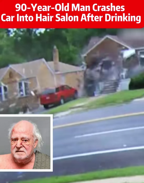 90-Year-Old Driver DRUNK Behind the Wheel Crashes Into Hair Salon – Chaos Caught on Camera!”
