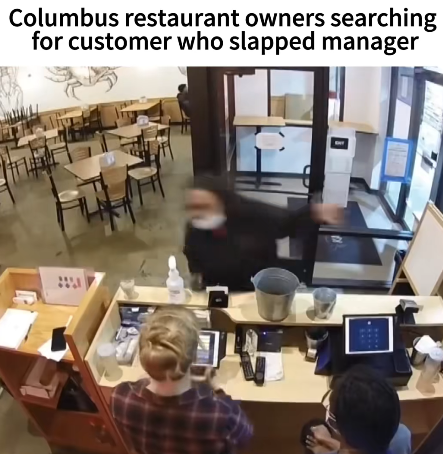Shocking Moment: Customer Storms Into Columbus Restaurant and Slaps Manager Before Fleeing