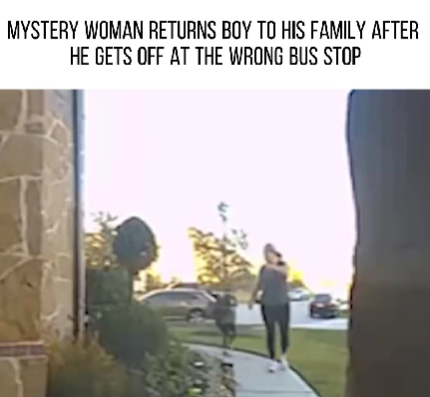 Doorbell Cam Captures ‘Mystery Woman’ Saving Young Boy After He Gets Lost at the Wrong Bus Stop