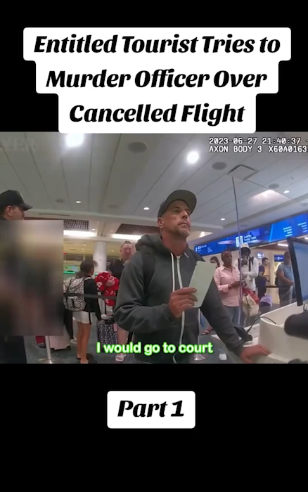 Entitled Tourist Snaps After Flight Is Canceled — Airport Confrontation Turns Dadly Serious