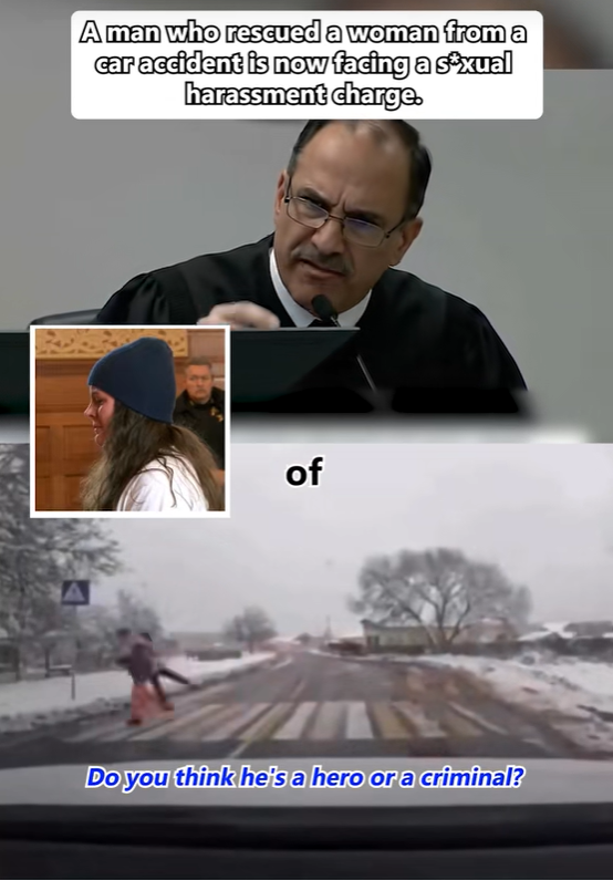 A man who rescued a woman from a car accident is now facing a s*xual harassment charge