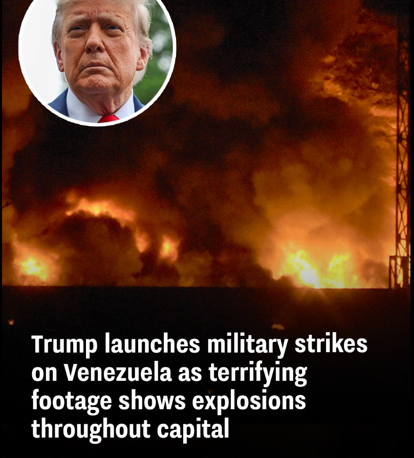 Trump launches military strikes on Venezuela as terrifying footage shows explosions throughout capital