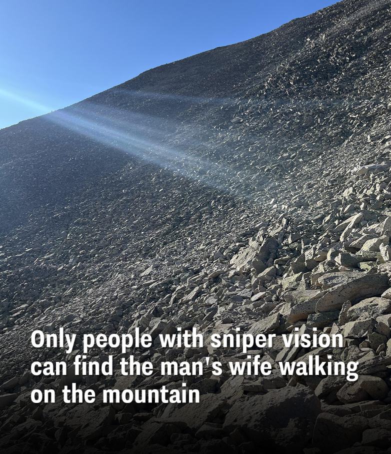 Only People With ‘Sniper Vision’ Can Spot the Woman Walking on This Mountain