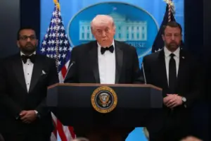 Reports claim that Donald Trump and JD Vance were escorted out of the White House Correspondents’ Dinner following a reported security incident.